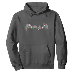 Opossum Christmas Hoodie Funny Wild Animals Xmas Lights TS10 Dark Heather Print Your Wear