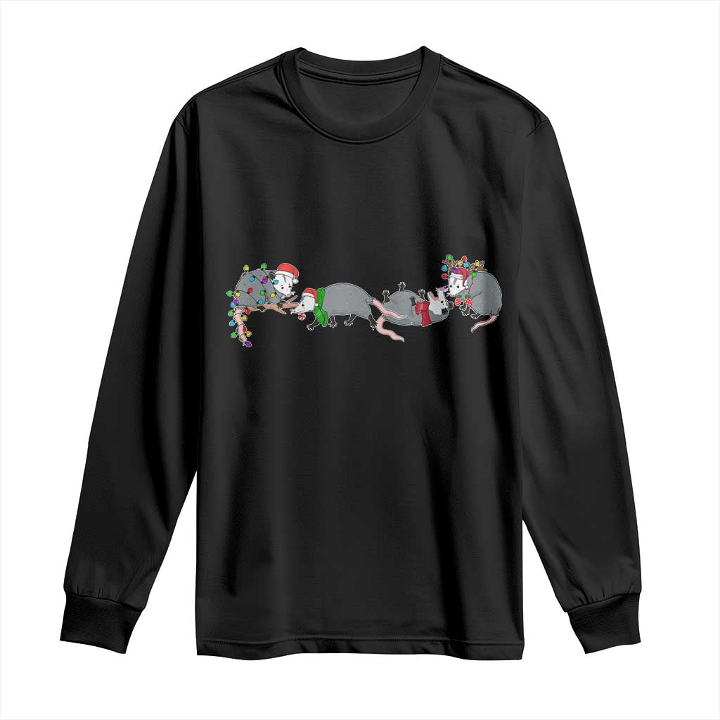 Opossum Christmas Long Sleeve Shirt Funny Wild Animals Xmas Lights TS10 Black Print Your Wear