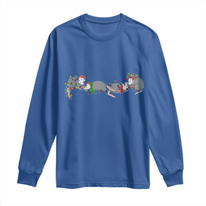 Opossum Christmas Long Sleeve Shirt Funny Wild Animals Xmas Lights TS10 Royal Blue Print Your Wear