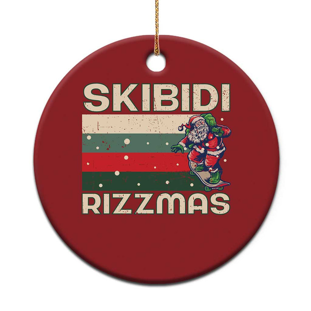 Funny Christmas Ornament Skibidi Rizzmas Rizz Santa Clause Skating Board Xmas Retro Stripe TS10 Print Your Wear