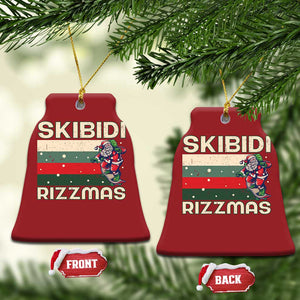 Funny Christmas Ornament Skibidi Rizzmas Rizz Santa Clause Skating Board Xmas Retro Stripe TS10 Bell Flake Red Print Your Wear