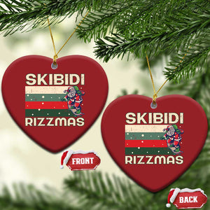 Funny Christmas Ornament Skibidi Rizzmas Rizz Santa Clause Skating Board Xmas Retro Stripe TS10 Heart Red Print Your Wear