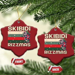 Funny Christmas Ornament Skibidi Rizzmas Rizz Santa Clause Skating Board Xmas Retro Stripe TS10 Snow Flake Red Print Your Wear