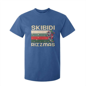 Funny Christmas T Shirt For Kid Skibidi Rizzmas Rizz Santa Clause Skating Board Xmas Retro Stripe TS10 Royal Blue Print Your Wear