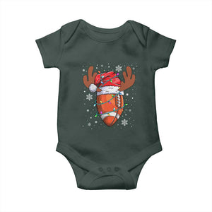 Christmas Football Baby Onesie For Men Boys Santa Sports Player TS10 Dark Forest Green Print Your Wear