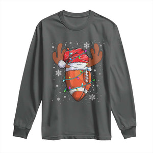 Christmas Football Long Sleeve Shirt For Men Boys Santa Sports Player TS10 Dark Heather Print Your Wear