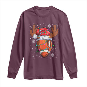 Christmas Football Long Sleeve Shirt For Men Boys Santa Sports Player TS10 Maroon Print Your Wear