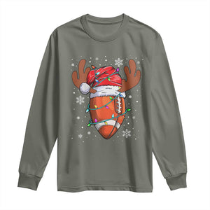 Christmas Football Long Sleeve Shirt For Men Boys Santa Sports Player TS10 Military Green Print Your Wear