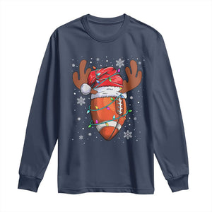 Christmas Football Long Sleeve Shirt For Men Boys Santa Sports Player TS10 Navy Print Your Wear