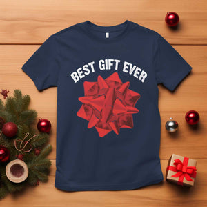 Christmas Present Costume T Shirt Best Gift Ever Red Bow TS10 Navy Print Your Wear
