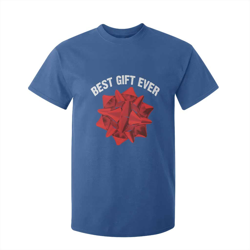 Christmas Present Costume T Shirt For Kid Best Gift Ever Red Bow TS10 Royal Blue Print Your Wear