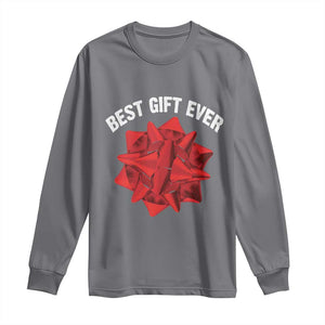 Christmas Present Costume Long Sleeve Shirt Best Gift Ever Red Bow TS10 Charcoal Print Your Wear