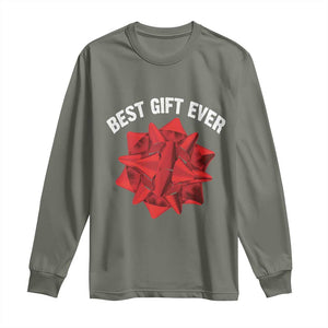 Christmas Present Costume Long Sleeve Shirt Best Gift Ever Red Bow TS10 Military Green Print Your Wear