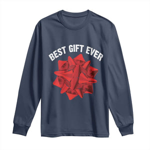 Christmas Present Costume Long Sleeve Shirt Best Gift Ever Red Bow TS10 Navy Print Your Wear