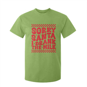 Christmas Baby T Shirt For Kid Sorry Santa I Drank The Milk Groovy TS10 Lime Print Your Wear