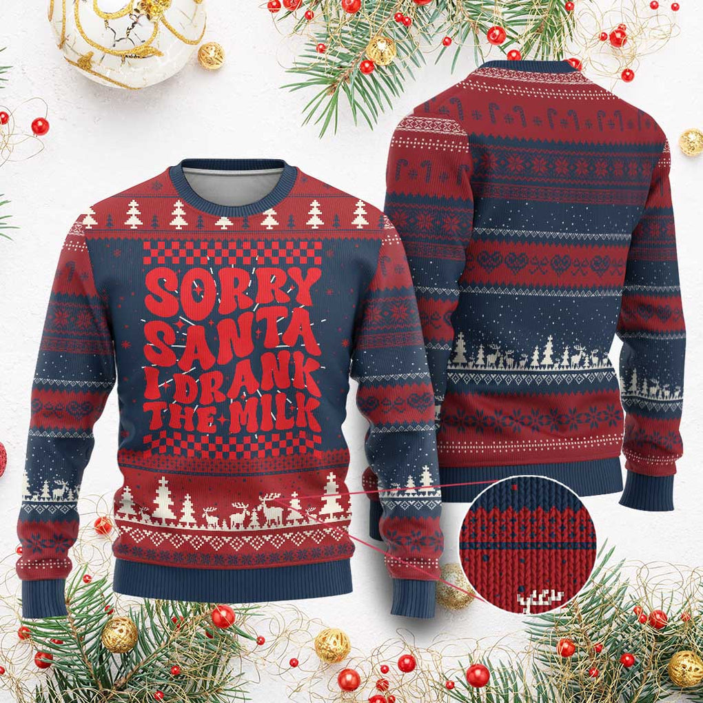 Baby Ugly Christmas Sweater Sorry Santa I Drank The Milk Groovy TS10 Burgundy Print Your Wear