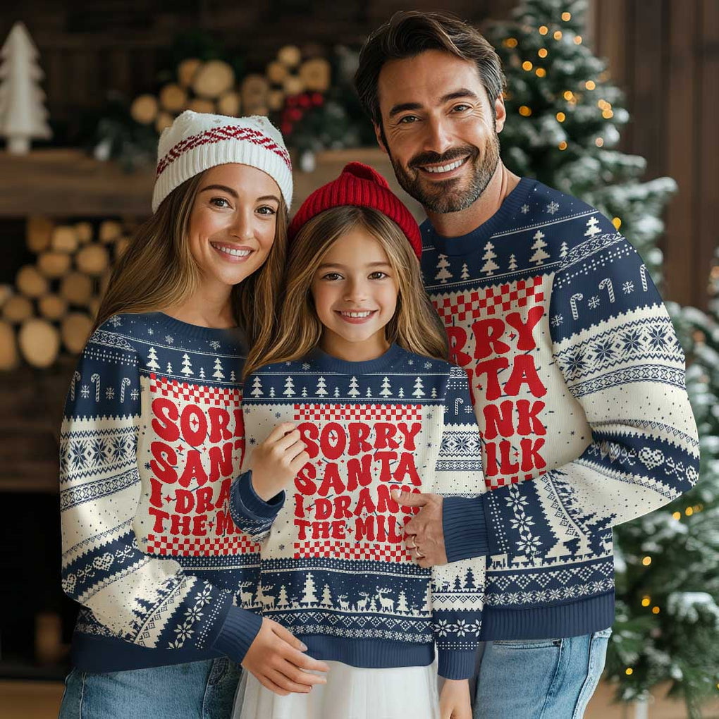 Baby Ugly Christmas Sweater Sorry Santa I Drank The Milk Groovy TS10 Navy Print Your Wear