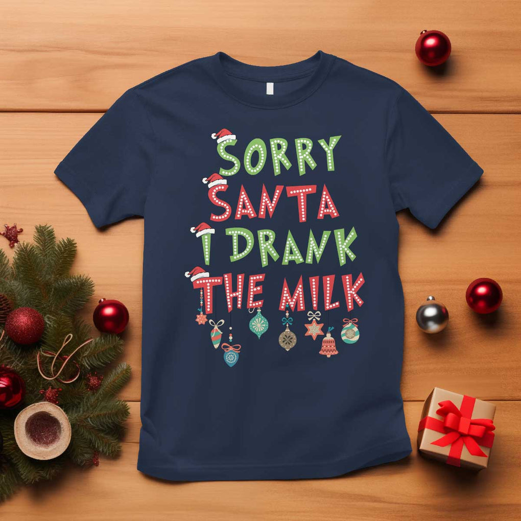 Christmas Baby T Shirt Sorry Santa I Drank The Milk TS10 Navy Print Your Wear