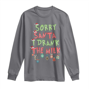 Christmas Baby Long Sleeve Shirt Sorry Santa I Drank The Milk TS10 Charcoal Print Your Wear