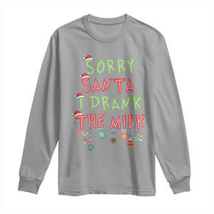 Christmas Baby Long Sleeve Shirt Sorry Santa I Drank The Milk TS10 Sport Gray Print Your Wear