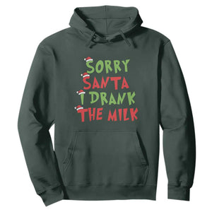 Christmas Baby Hoodie Sorry Santa I Drank The Milk Santa Hat TS10 Dark Forest Green Print Your Wear