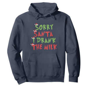 Christmas Baby Hoodie Sorry Santa I Drank The Milk Santa Hat TS10 Navy Print Your Wear