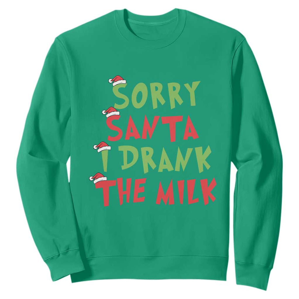 Christmas Baby Sweatshirt Sorry Santa I Drank The Milk Santa Hat TS10 Irish Green Print Your Wear