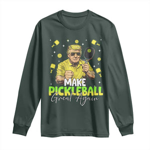 Pickleball Long Sleeve Shirt Funny Pickle Ball Lovers TS10 Dark Forest Green Print Your Wear