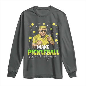 Pickleball Long Sleeve Shirt Funny Pickle Ball Lovers TS10 Dark Heather Print Your Wear