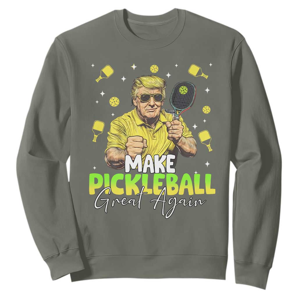 Pickleball Sweatshirt Funny Pickle Ball Lovers TS10 Military Green Print Your Wear