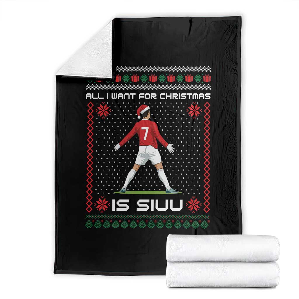 All I Want For Christmas Is Siuu Throw Blanket Funny Ugly Xmas Sport Fans TS10 Black Print Your Wear