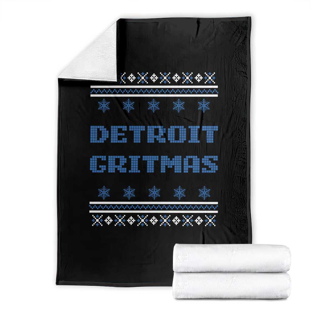 Detroit Ugly Christmas Throw Blanket Michigan 313 City TS10 Black Print Your Wear