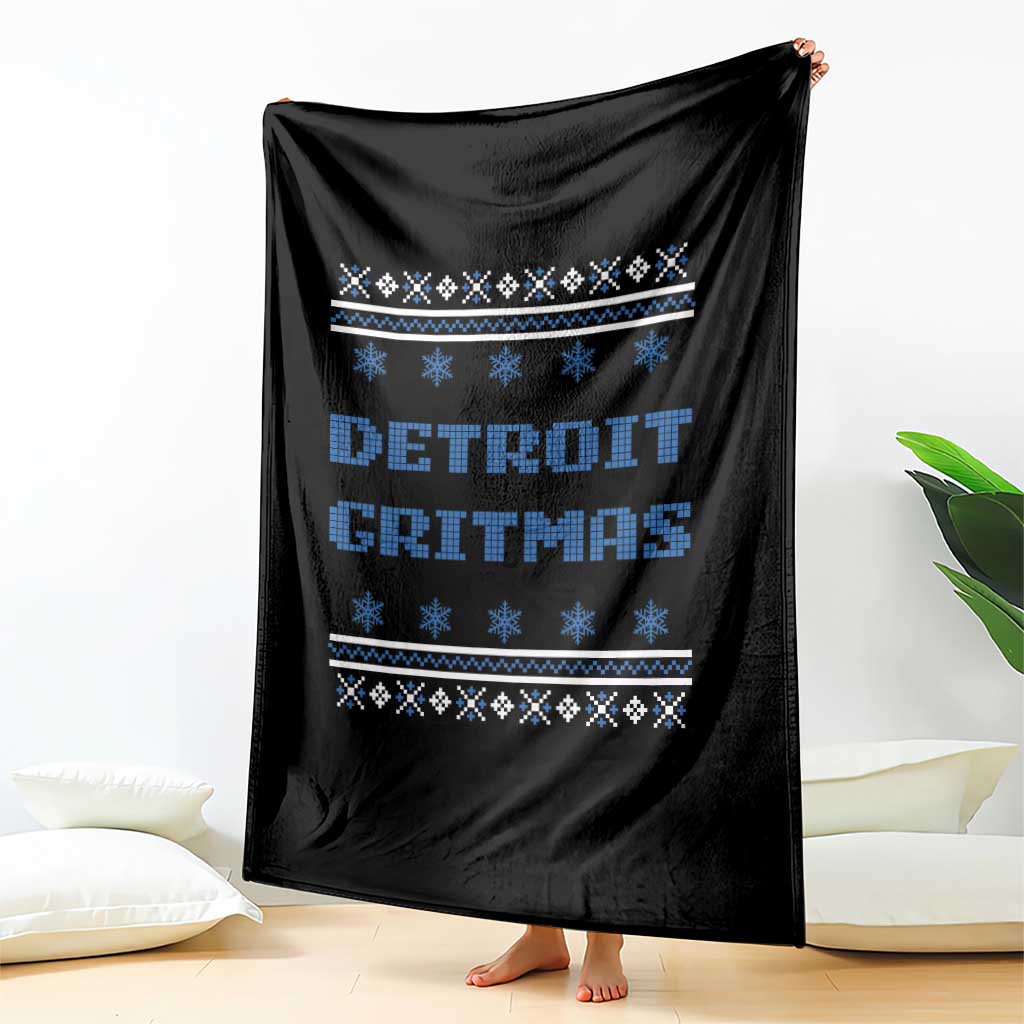 Detroit Ugly Christmas Throw Blanket Michigan 313 City TS10 Print Your Wear