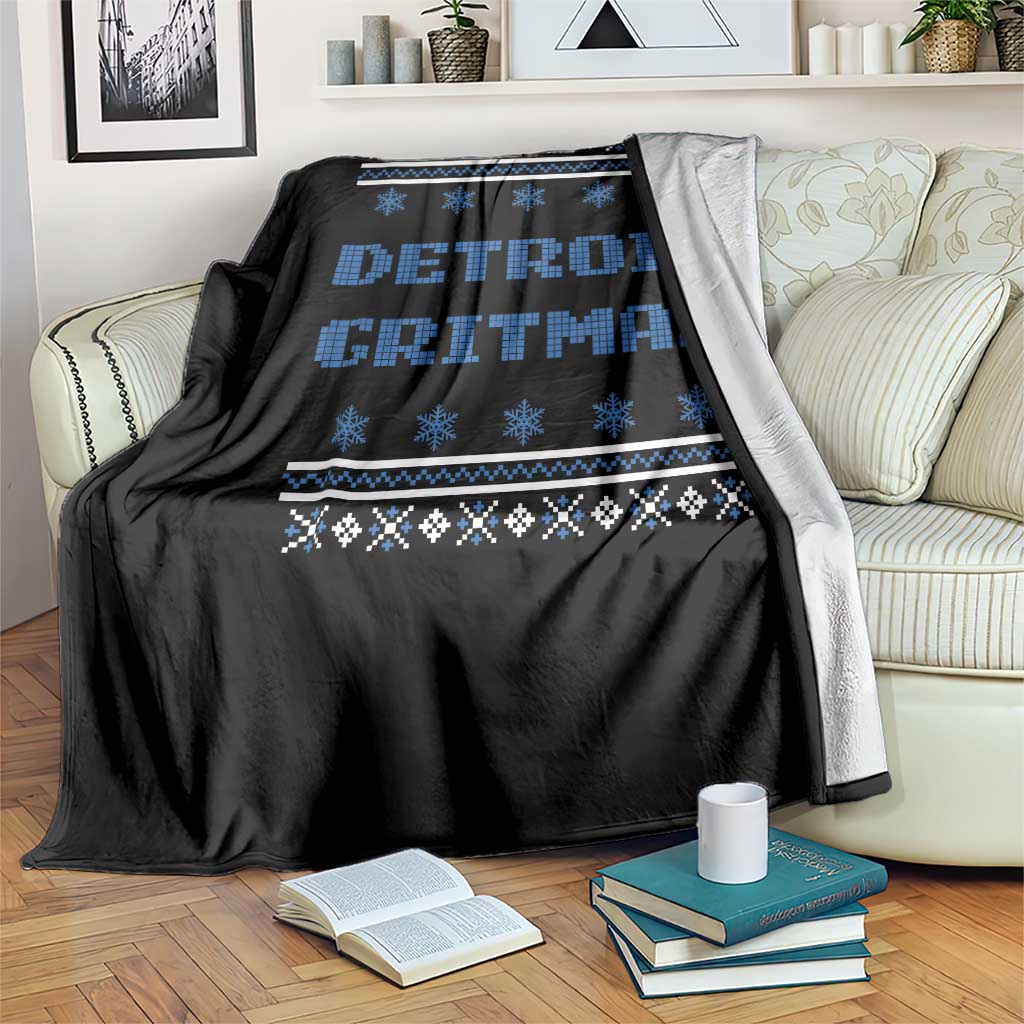 Detroit Ugly Christmas Throw Blanket Michigan 313 City TS10 Print Your Wear
