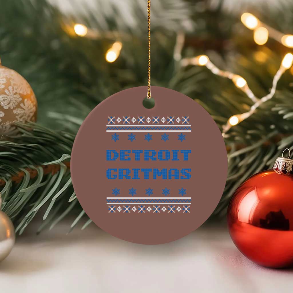 Detroit Ugly Christmas Ceramic Ornament Michigan 313 City TS10 1pc Mocha Print Your Wear