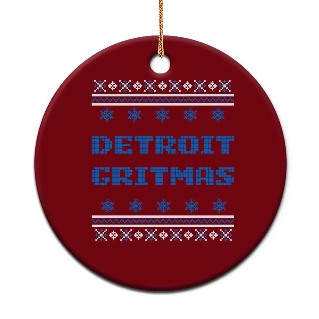 Detroit Ugly Christmas Ceramic Ornament Michigan 313 City TS10 1pc Red Print Your Wear