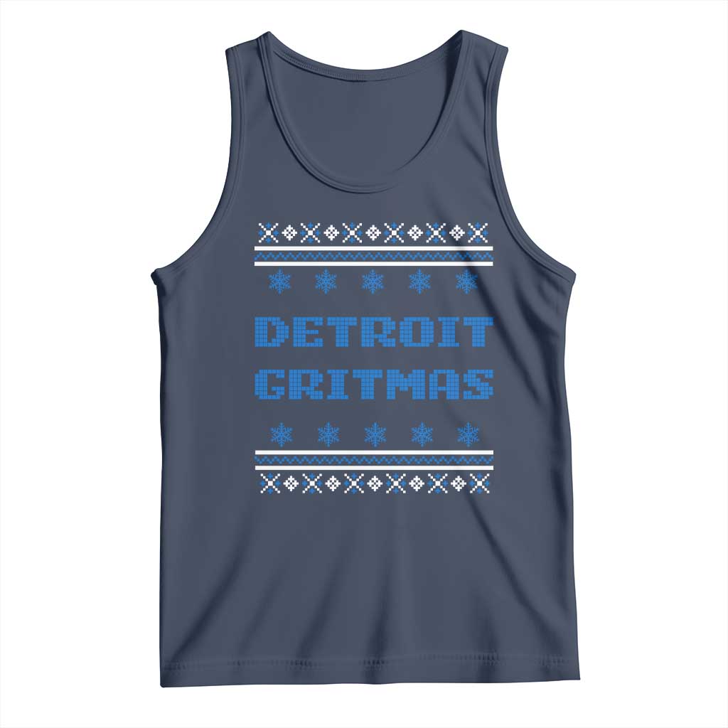 Detroit Ugly Christmas Tank Top Michigan 313 City TS10 Navy Print Your Wear