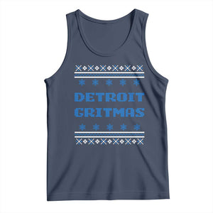 Detroit Ugly Christmas Tank Top Michigan 313 City TS10 Navy Print Your Wear