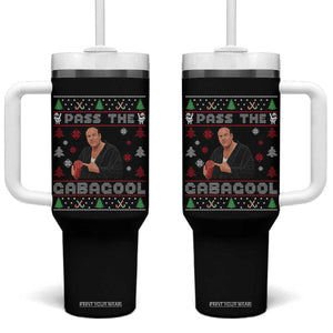 Pass The Gabagool Ugly Christmas Tumbler With Handle Retro TV Show Funny TS10 One Size: 40 oz Black Print Your Wear