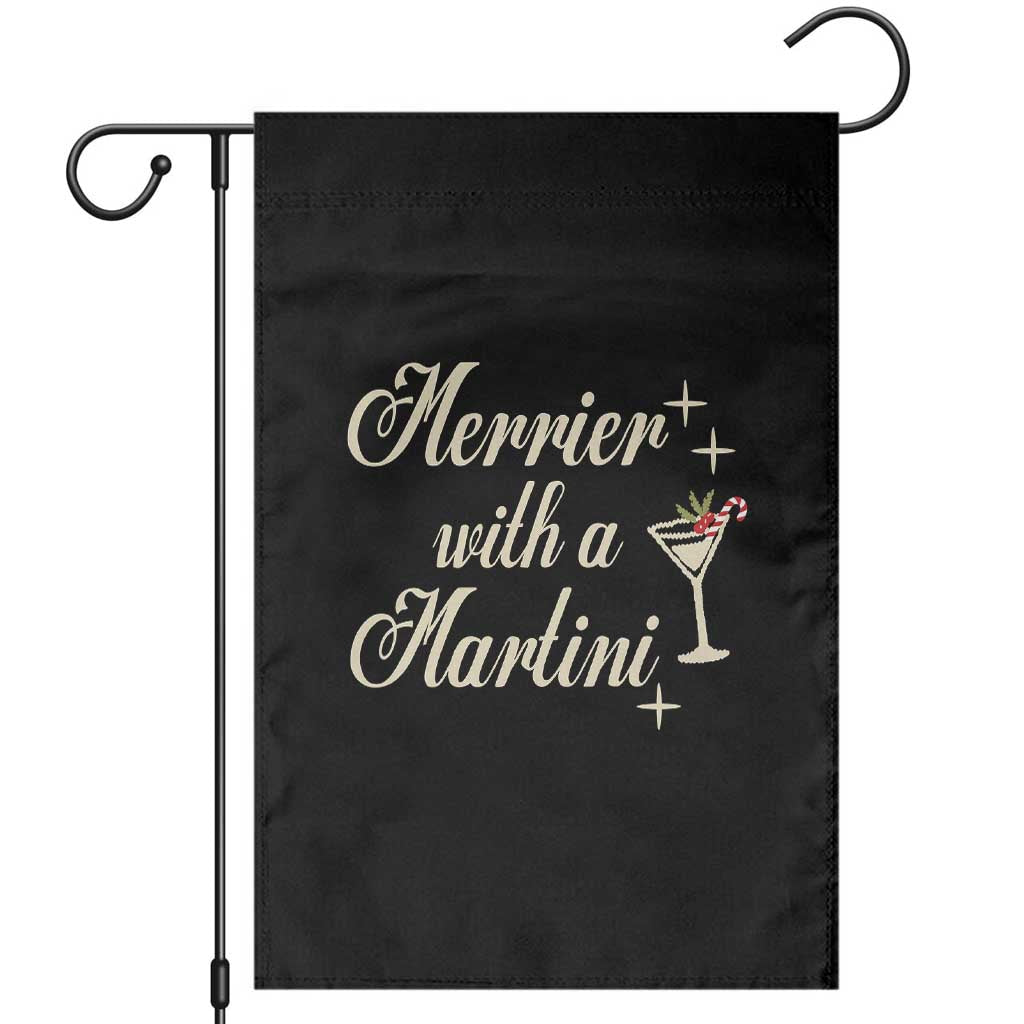 Merrier With a Martini Christmas Garden Flag TS10 Black Print Your Wear