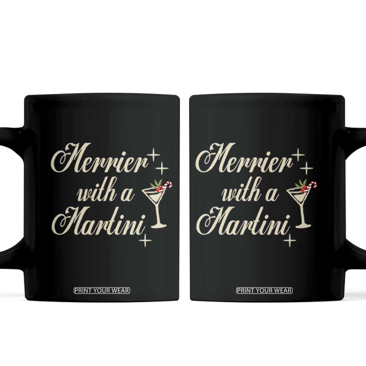 Merrier With a Martini Christmas Coffee Mug TS10 Black Print Your Wear