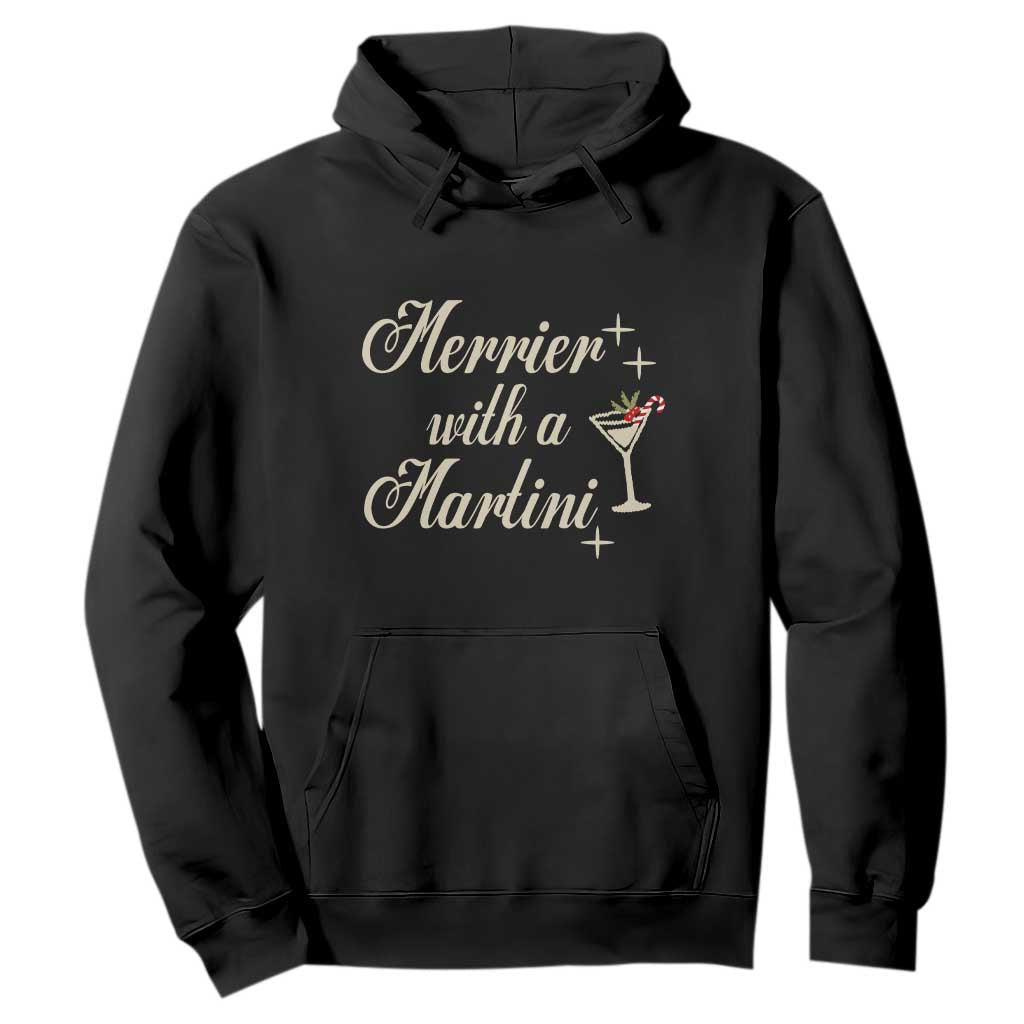 Merrier With a Martini Christmas Hoodie TS10 Black Print Your Wear