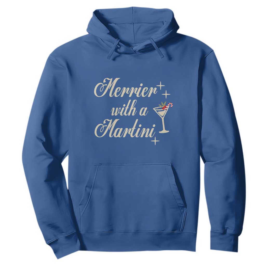 Merrier With a Martini Christmas Hoodie TS10 Royal Blue Print Your Wear