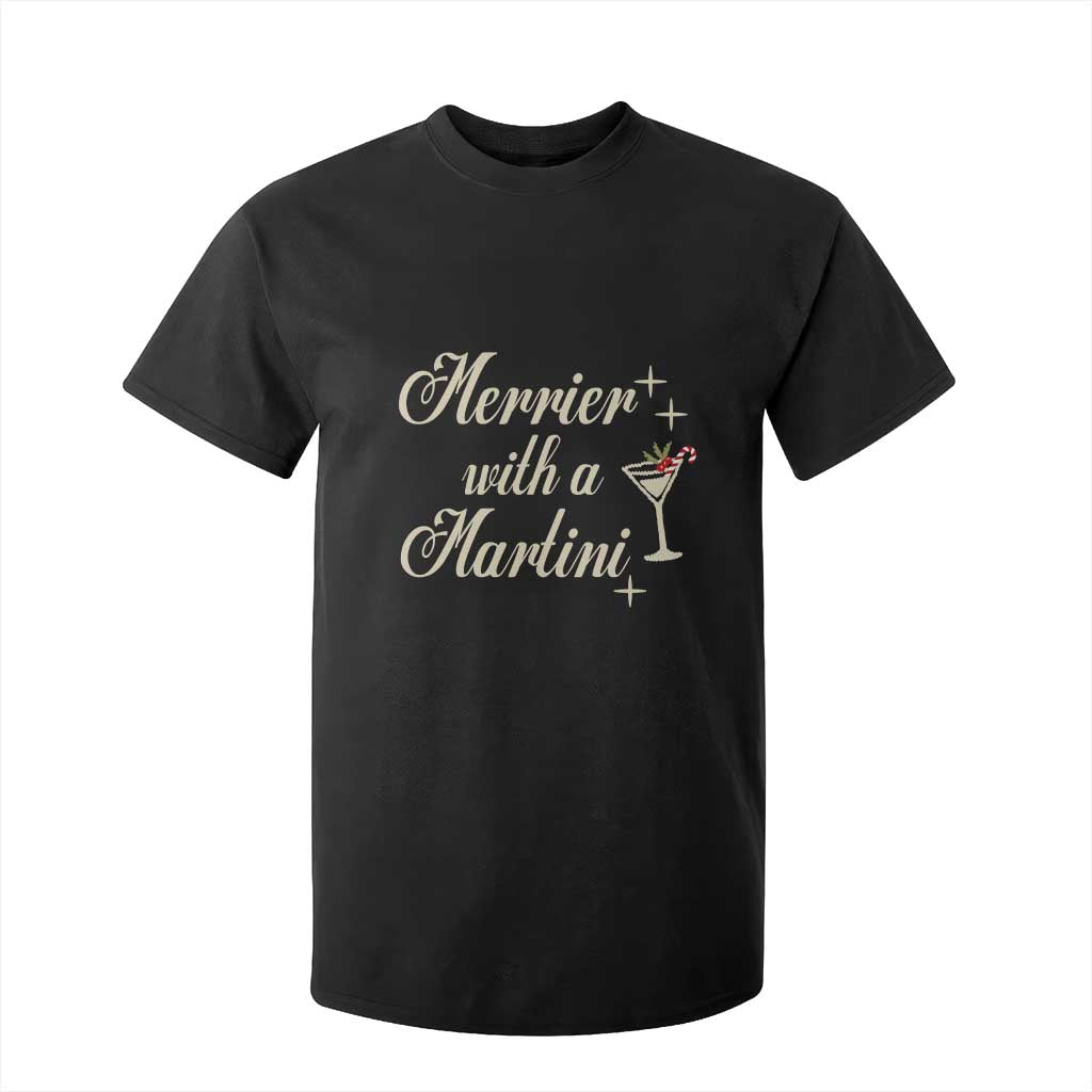 Merrier With a Martini Christmas T Shirt For Kid TS10 Black Print Your Wear