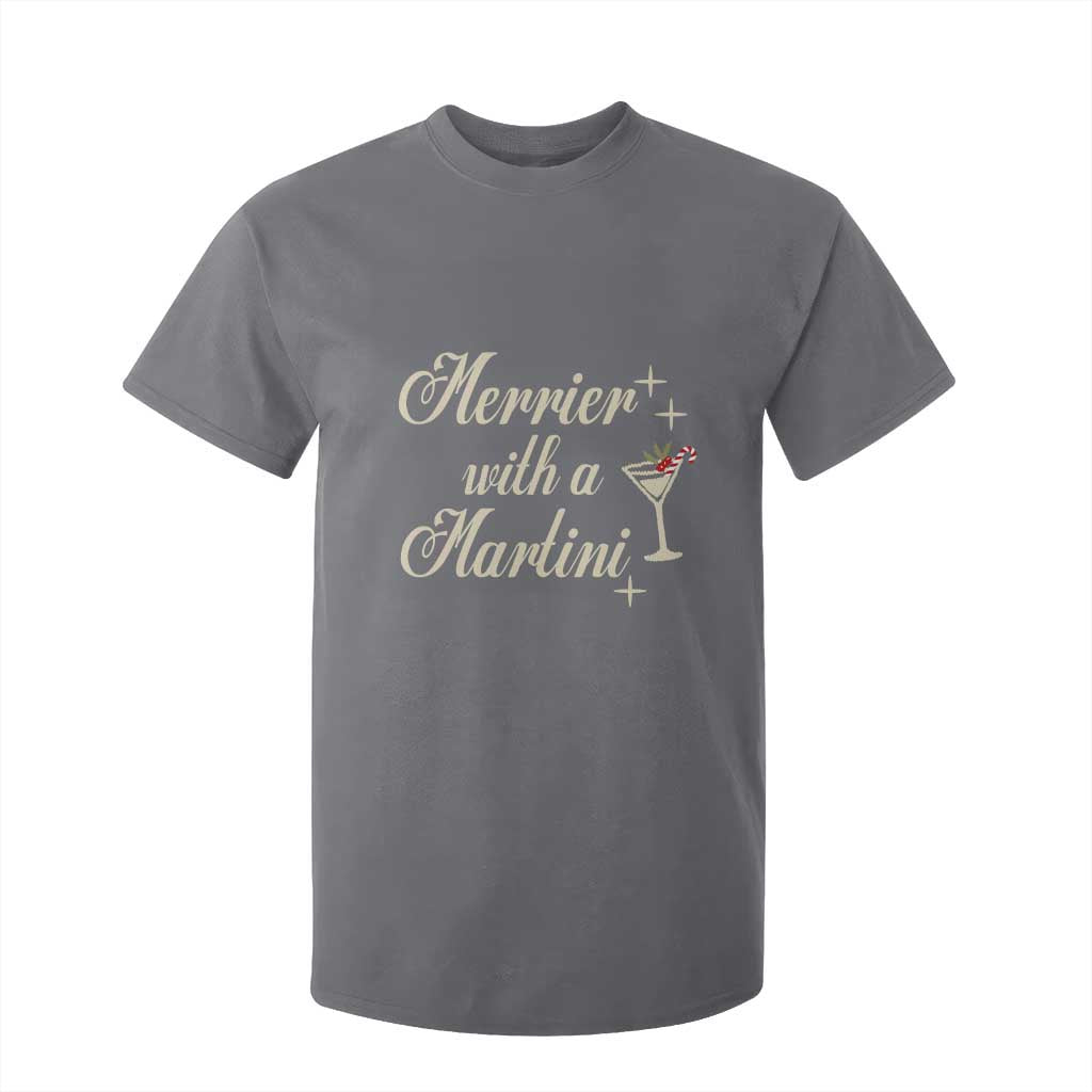 Merrier With a Martini Christmas T Shirt For Kid TS10 Charcoal Print Your Wear