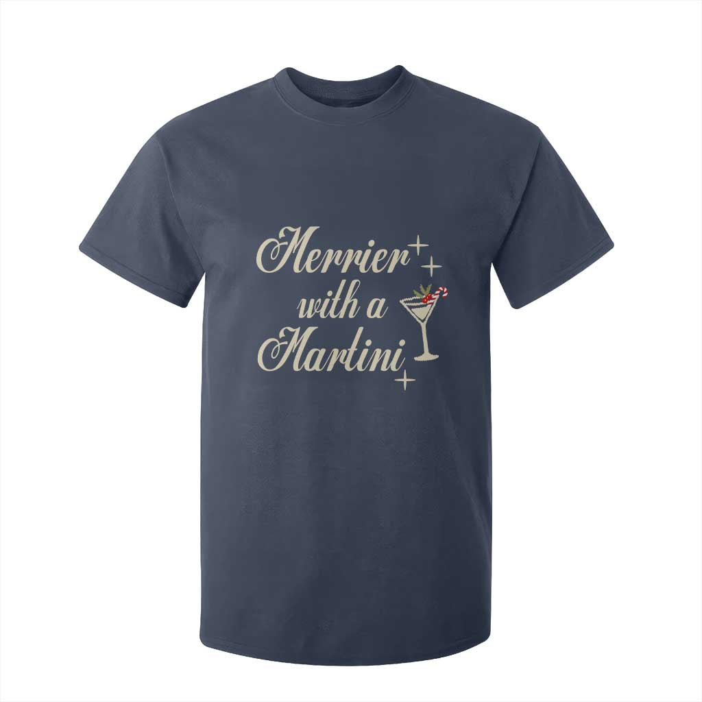Merrier With a Martini Christmas T Shirt For Kid TS10 Navy Print Your Wear