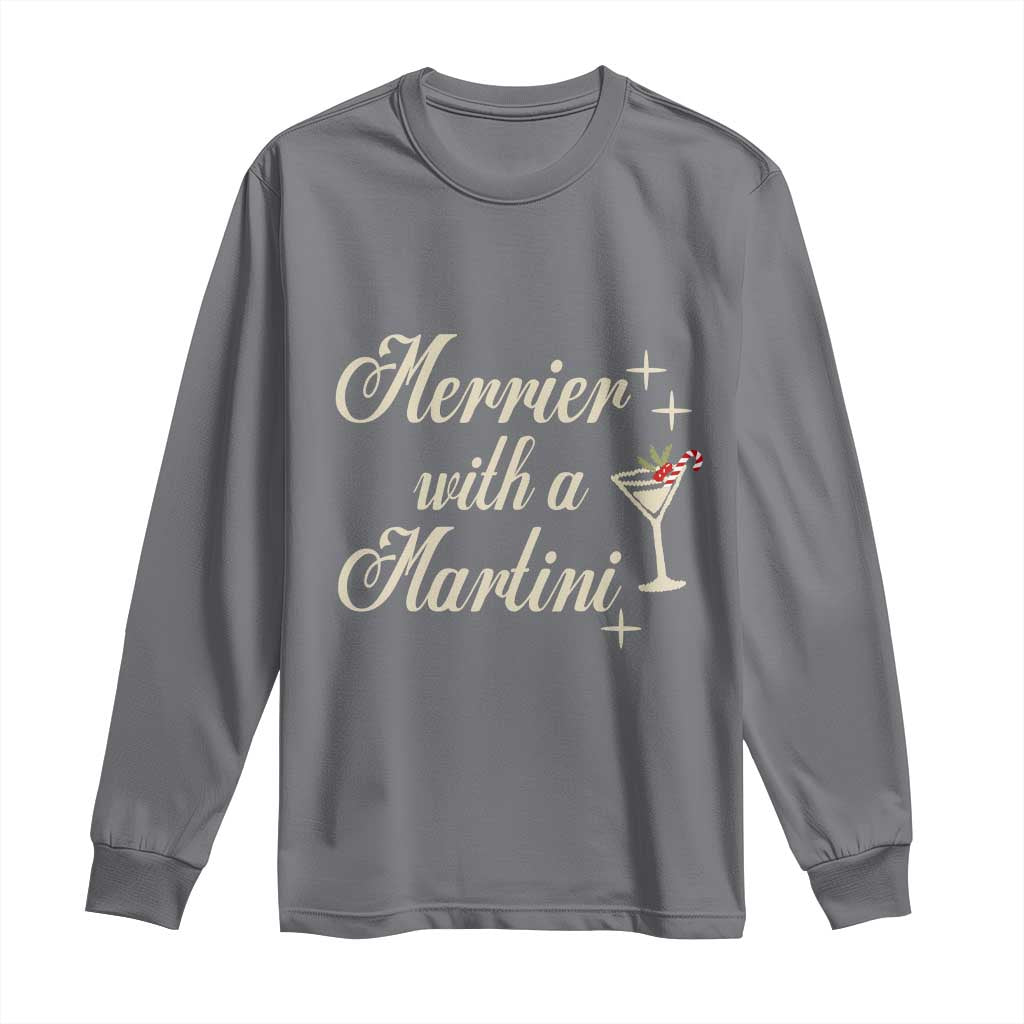Merrier With a Martini Christmas Long Sleeve Shirt TS10 Charcoal Print Your Wear