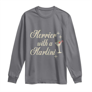 Merrier With a Martini Christmas Long Sleeve Shirt TS10 Charcoal Print Your Wear