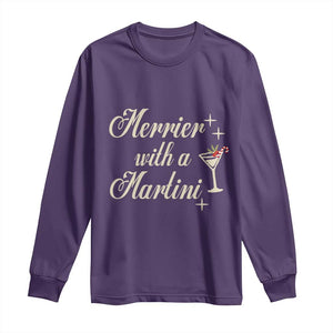 Merrier With a Martini Christmas Long Sleeve Shirt TS10 Purple Print Your Wear