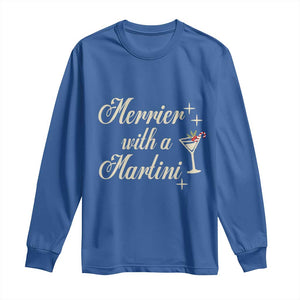 Merrier With a Martini Christmas Long Sleeve Shirt TS10 Royal Blue Print Your Wear